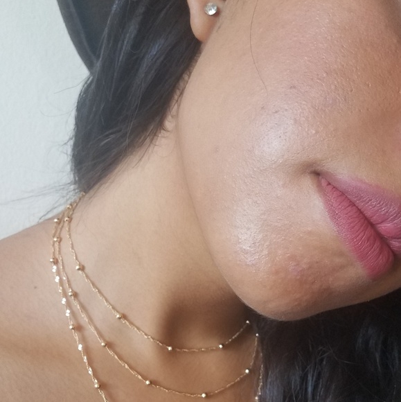 THREE LAYER GOLD BEAD CHAIN NECKLACE AND EARRINGS - Picture 5 of 5